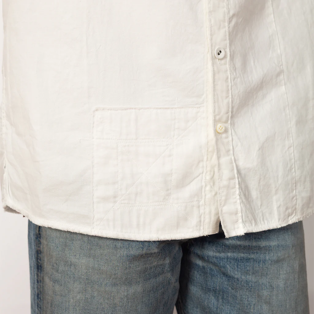 Cotton x Linen Patchwork KATMANDU Shirt 23' - White - Image 10