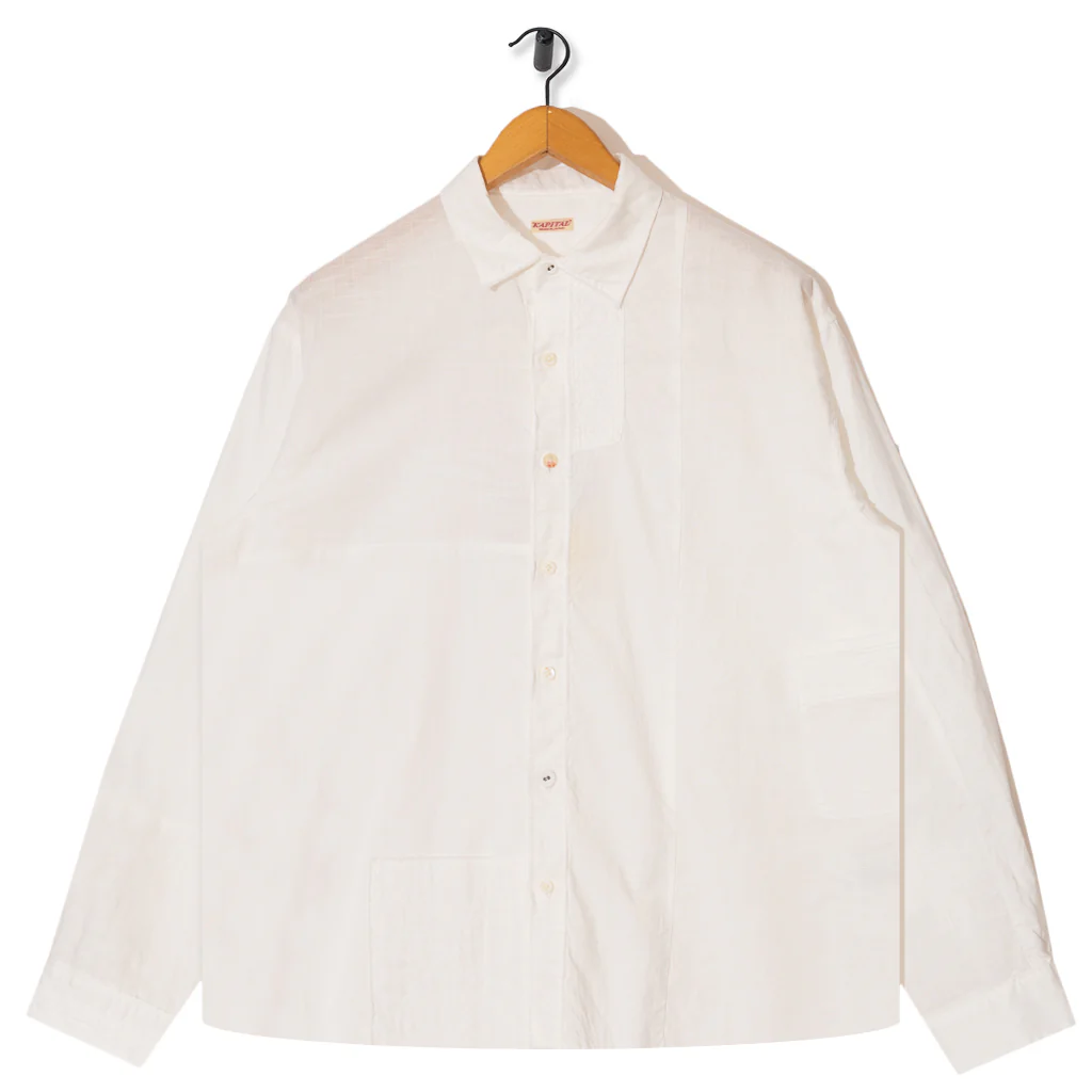 Cotton x Linen Patchwork KATMANDU Shirt 23' - White - Image 12