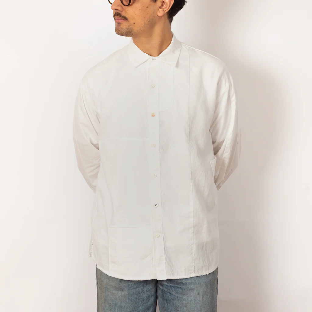 Cotton x Linen Patchwork KATMANDU Shirt 23' - White - Image 3