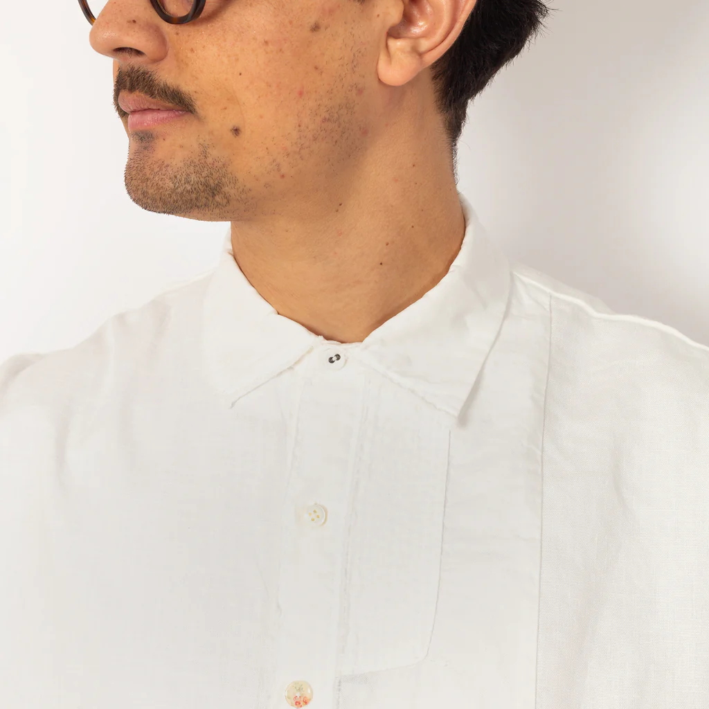 Cotton x Linen Patchwork KATMANDU Shirt 23' - White - Image 4