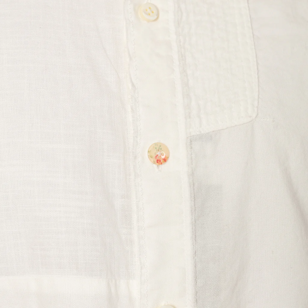 Cotton x Linen Patchwork KATMANDU Shirt 23' - White - Image 5