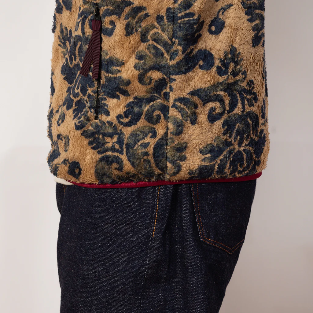 Damask Fleece Zip Blouson - Beige - Image 7